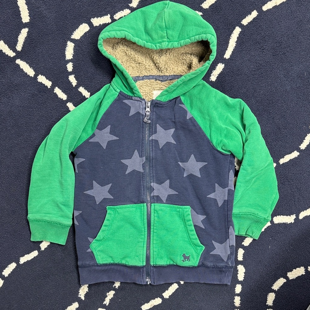 Mini Boden Green and Gray Star Hoodie